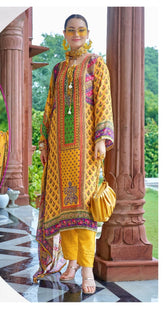 PURE NATURAL CRAPE PRINTED EMBROIDERED SUIT